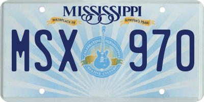 MS license plate MSX970
