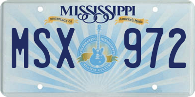 MS license plate MSX972