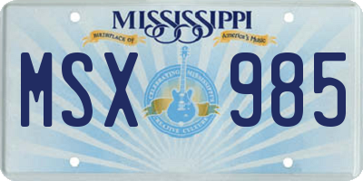 MS license plate MSX985