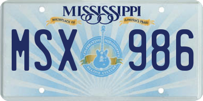 MS license plate MSX986