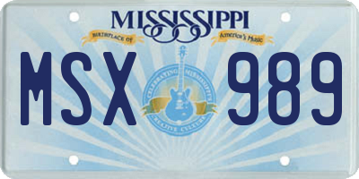 MS license plate MSX989