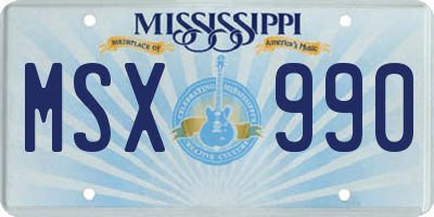 MS license plate MSX990