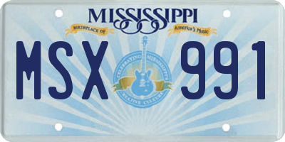 MS license plate MSX991