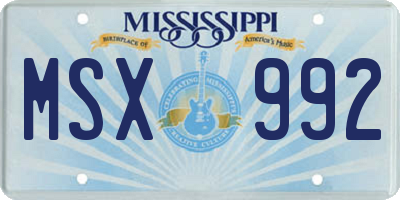 MS license plate MSX992