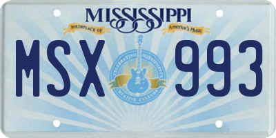 MS license plate MSX993