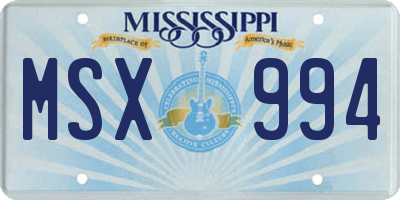 MS license plate MSX994