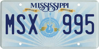 MS license plate MSX995