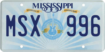 MS license plate MSX996