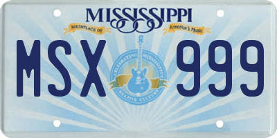 MS license plate MSX999