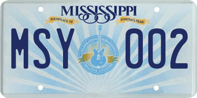 MS license plate MSY002
