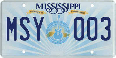 MS license plate MSY003