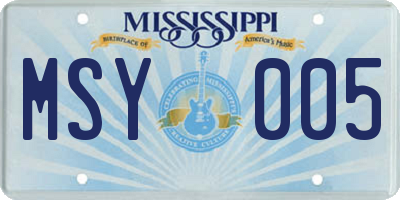 MS license plate MSY005