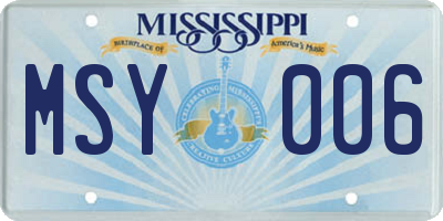 MS license plate MSY006