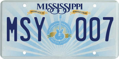 MS license plate MSY007