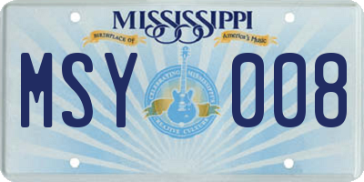 MS license plate MSY008