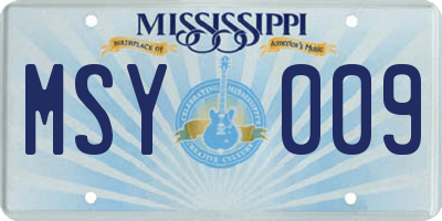 MS license plate MSY009