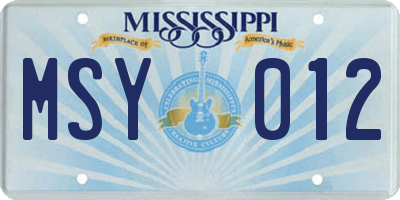 MS license plate MSY012