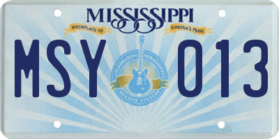 MS license plate MSY013