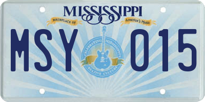 MS license plate MSY015