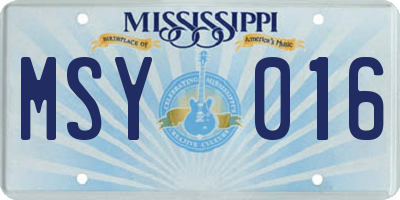 MS license plate MSY016