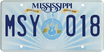 MS license plate MSY018