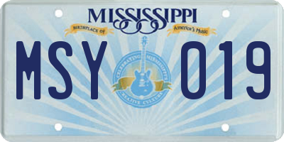 MS license plate MSY019