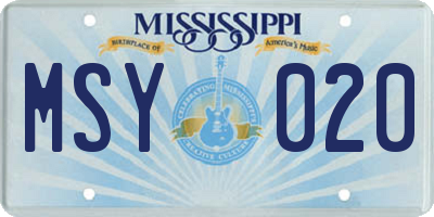 MS license plate MSY020