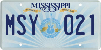 MS license plate MSY021