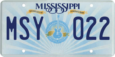 MS license plate MSY022