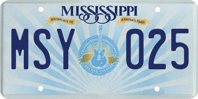 MS license plate MSY025
