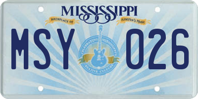 MS license plate MSY026