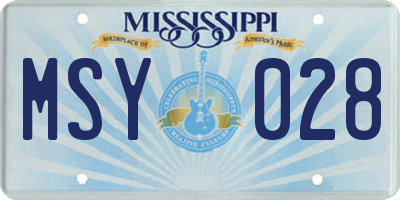 MS license plate MSY028