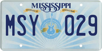 MS license plate MSY029