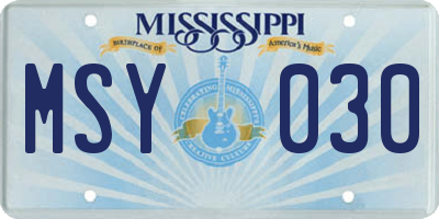 MS license plate MSY030
