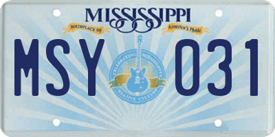 MS license plate MSY031