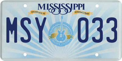 MS license plate MSY033