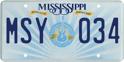 MS license plate MSY034