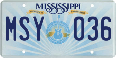 MS license plate MSY036