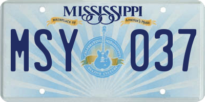 MS license plate MSY037
