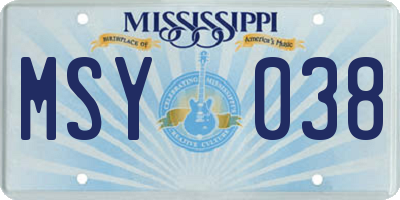 MS license plate MSY038