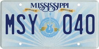 MS license plate MSY040
