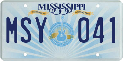 MS license plate MSY041