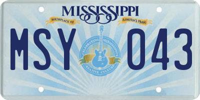 MS license plate MSY043