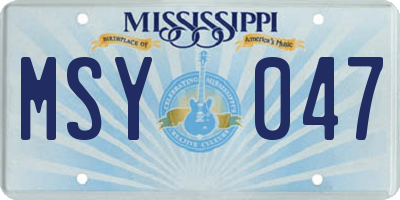 MS license plate MSY047