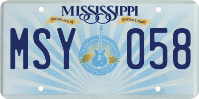 MS license plate MSY058