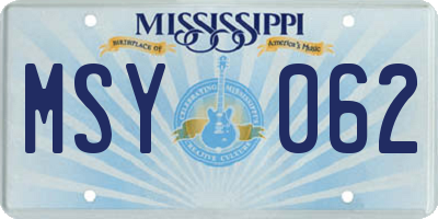 MS license plate MSY062