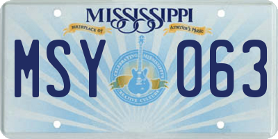 MS license plate MSY063
