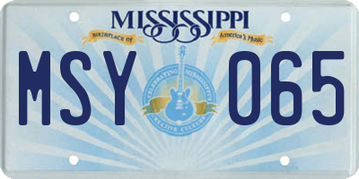 MS license plate MSY065