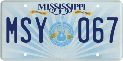 MS license plate MSY067