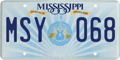 MS license plate MSY068